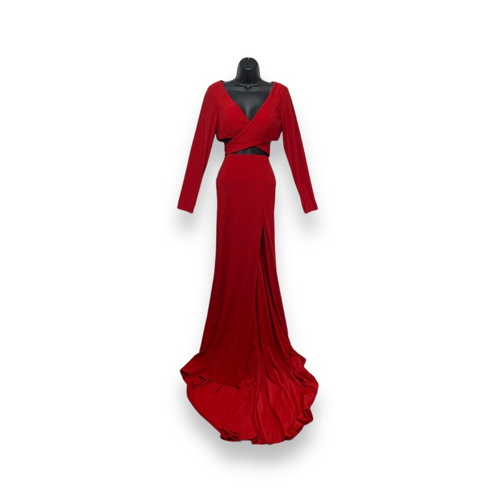 Sherri Hill Red Two-piece Long-sleeve Prom Dress Style 50920